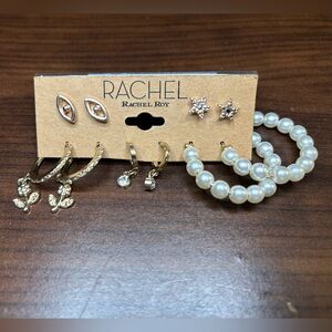 Gold and Pearl Earring Set